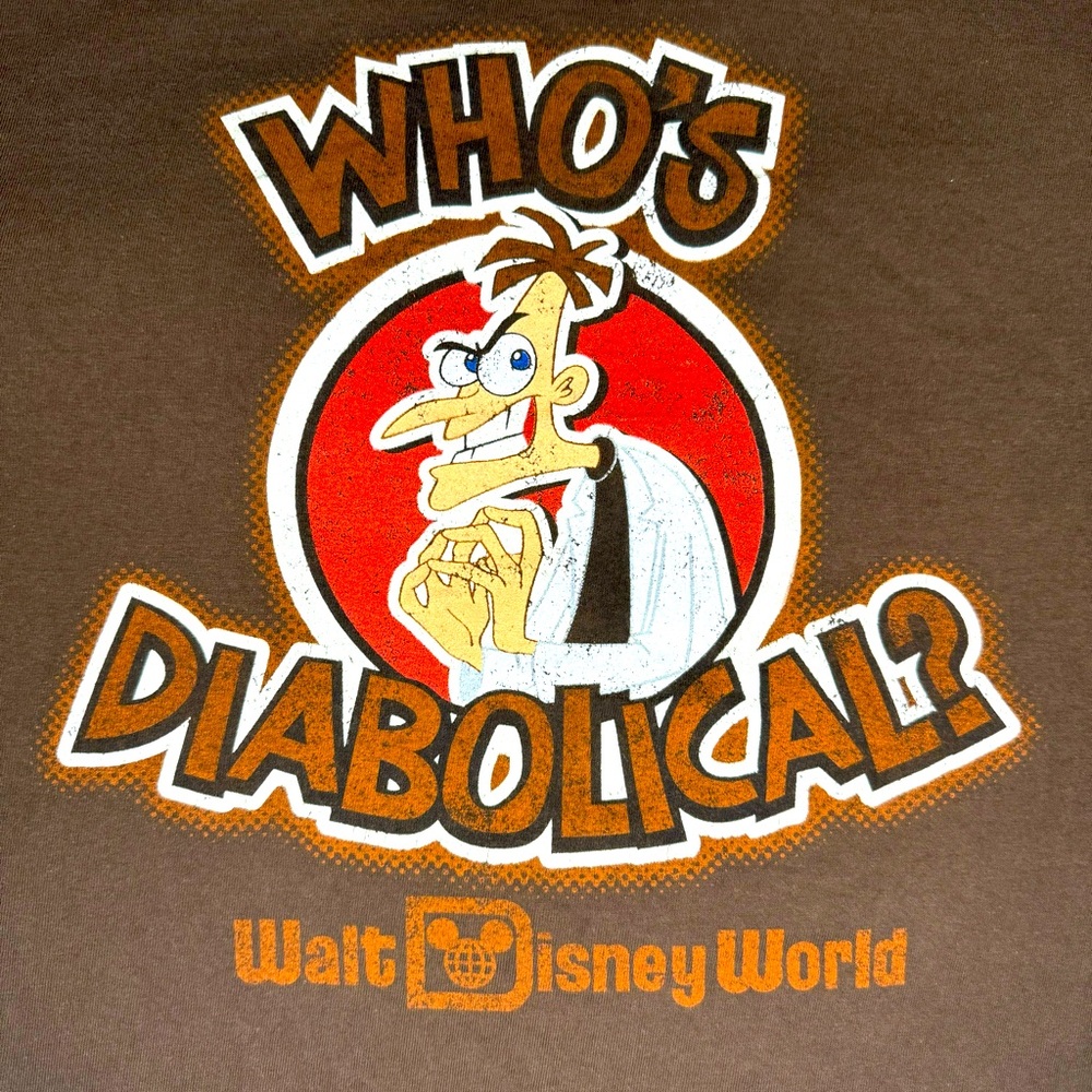 Walt Disney World Phineas and Ferb Dr Doofenschmirtz Who’s Diabolical Shirt